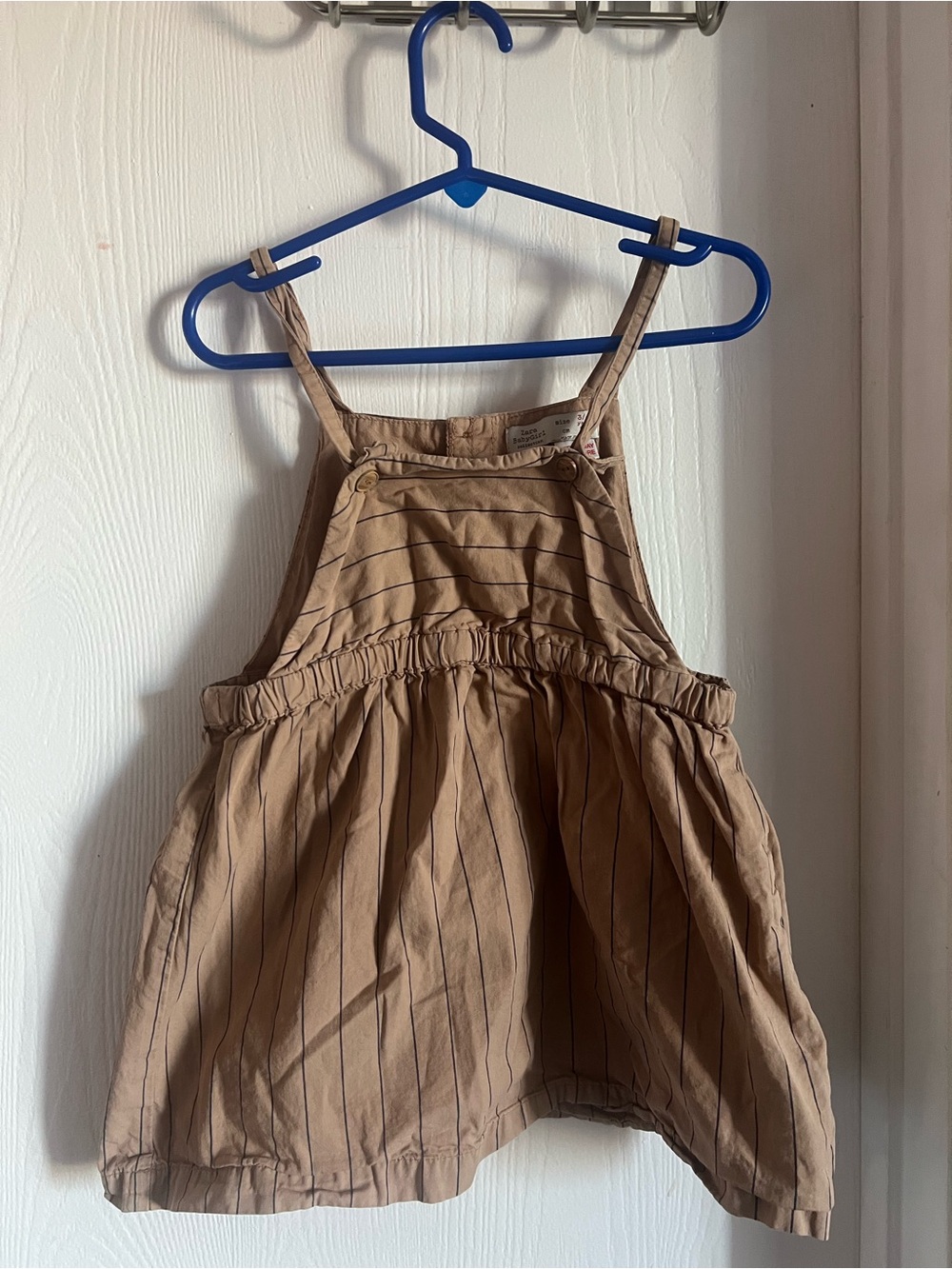 Zara Baby Girl Collection Jumper Dress Beige Navy Stripe Pattern Size 3-4yrs